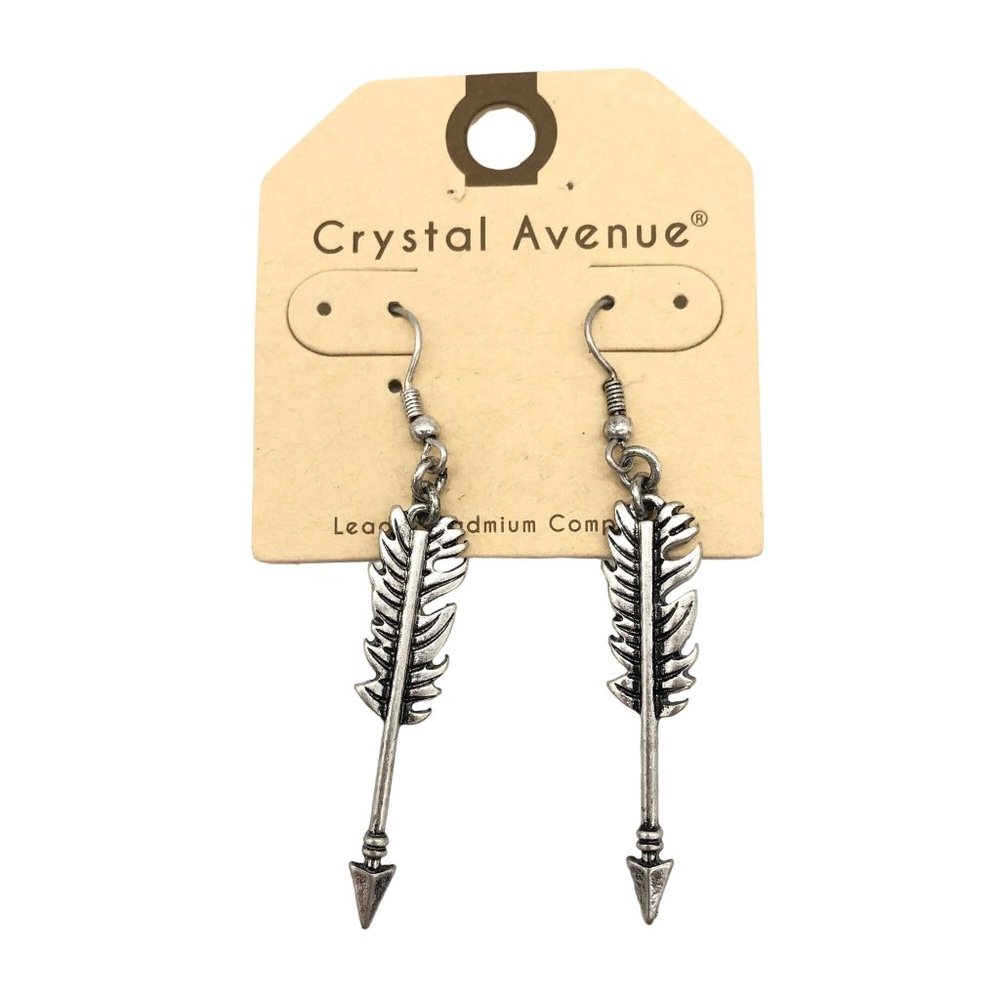 Feather and Arrow Earrings Silver Plated